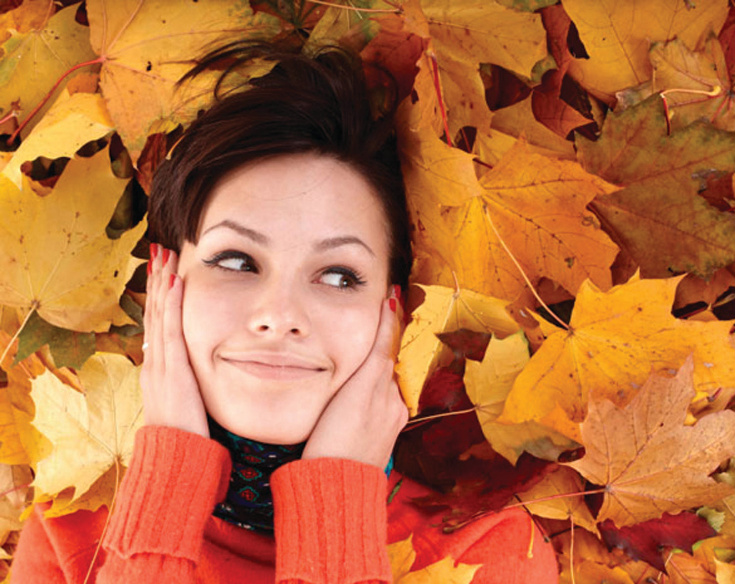 fall leaves girl